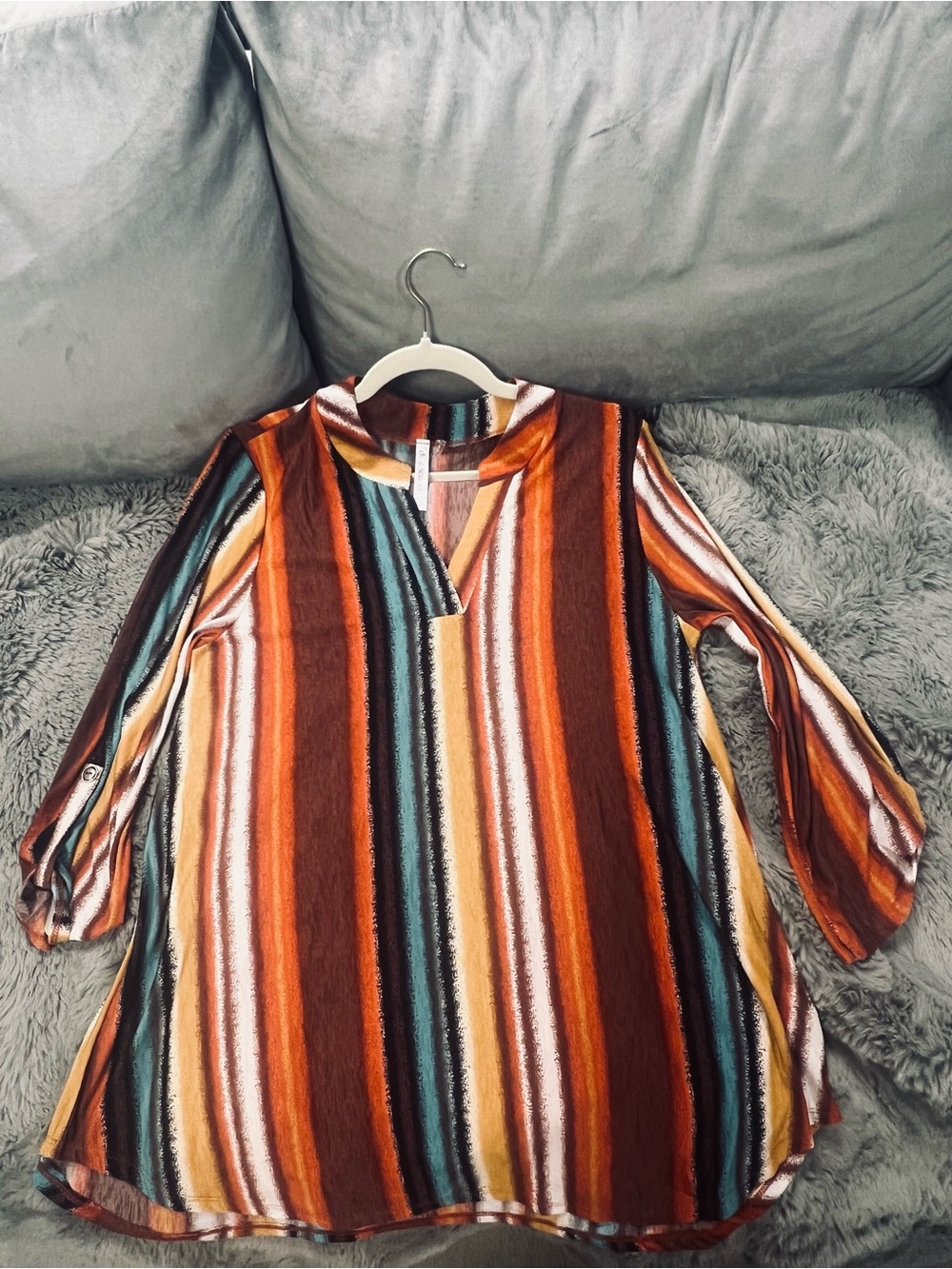 DearScarlett Multicolor Striped Long-Sleeve Tunic top— NEW